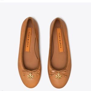 Tory Burch Camel Ballet Flats with Gold Charm